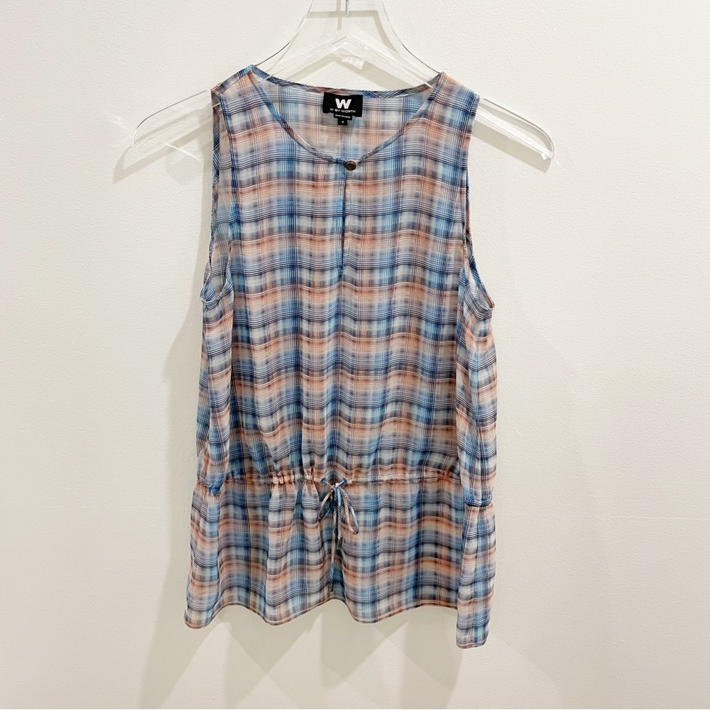 NEW W by Worth Plaid Sleeveless Tank Top Shirt